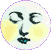 a full moon with a feminine face and yellow blush