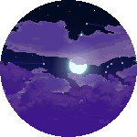 pixel art of a night sky with a full moon and clouds floating by